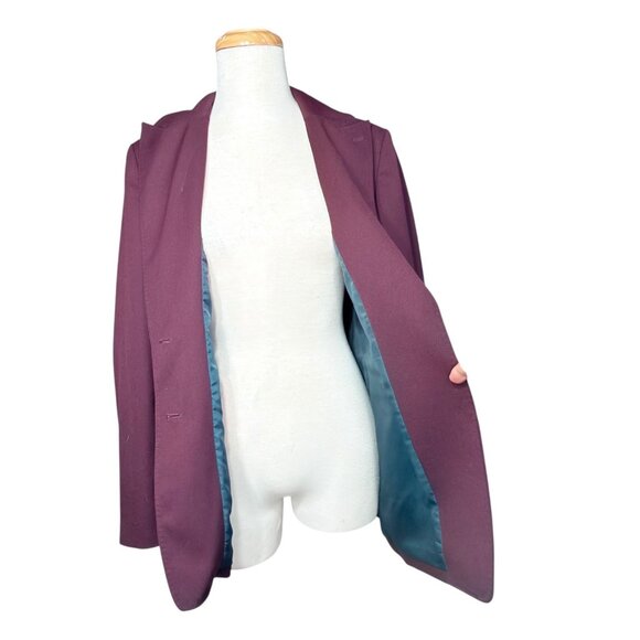 Ines De La Fressange Uniqlo Womens Burgundy Blazer Size M Two-Button Lined - Picture 6 of 9